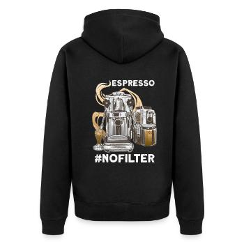 Espresso #nofilter coffee T-Shirt - Unisex Premium Organic Zip Hoodie - black - Back - Nico (187cm)