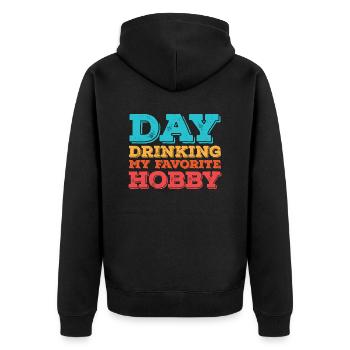 Tag trinken mein Lieblingshobby - Unisex Premium Bio Zip Hoodie - Schwarz - Hinten - Nico (187cm)