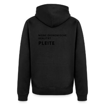 meine ökonomische Realität. Pleite. Geschenk - Unisex Premium Bio Zip Hoodie - Schwarz - Hinten - Nico (187cm)