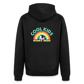 Cool Kids Read Book Reader Funny Bookworm - Unisex Premium Organic Zip Hoodie - black - Back - Nico (187cm)
