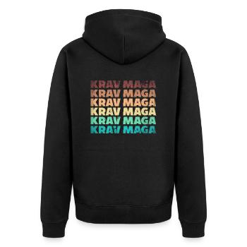 Martial Arts Self Defense Krav Maga - Unisex Premium Bio Zip Hoodie - Schwarz - Hinten - Nico (187cm)
