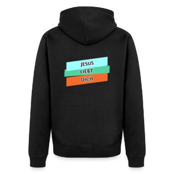 Jesus Christus von Nazareth Glaube Bibel Jesus - Unisex Premium Bio Zip Hoodie - Schwarz - Hinten - Nico (187cm)