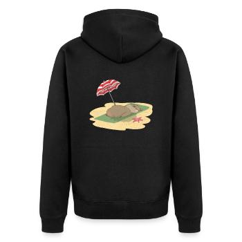 Hamster am Strand Sonnen - Unisex Premium Bio Zip Hoodie - Schwarz - Hinten - Nico (187cm)