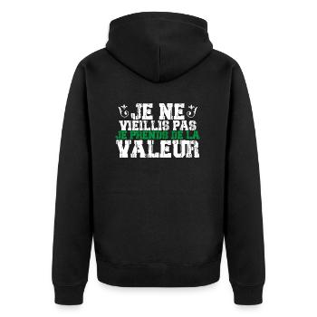 Je ne vieillis pas cadeau - Veste à capuche bio Premium Unisexe - noir - Dos - Nico (187cm)