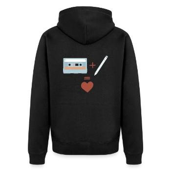 T-shirt cassette et stylo. Nostalgie jeunesse - Veste à capuche bio Premium Unisexe - noir - Dos - Nico (187cm)