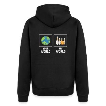 Your World My World Awesome Bowling Bowler - Veste à capuche bio Premium Unisexe - noir - Dos - Nico (187cm)