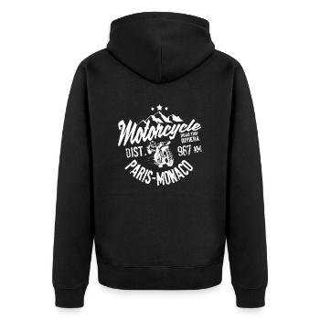 Motorcycle road trip Paris Monaco - Unisex Premium Organic Zip Hoodie - black - Back - Nico (187cm)