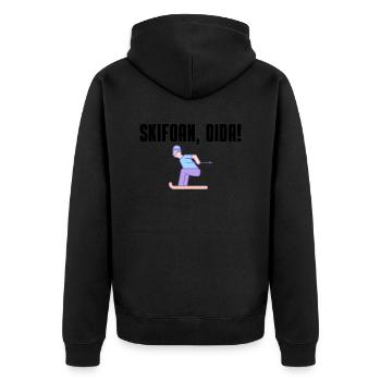 Skifoan, Oida - Unisex Premium Bio Zip Hoodie - Schwarz - Hinten - Nico (187cm)