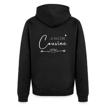 Je vais être cousine - Veste à capuche bio Premium Unisexe - noir - Dos - Nico (187cm)