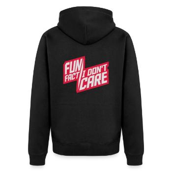 I dont care fact - Unisex Premium Bio Zip Hoodie - Schwarz - Hinten - Nico (187cm)