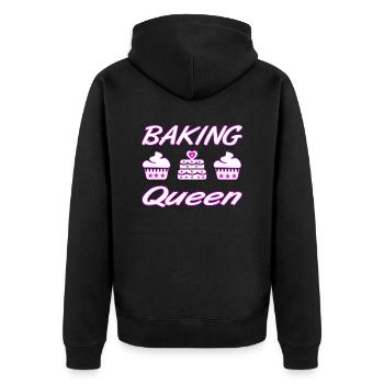 Bake - Unisex Premium Organic Zip Hoodie - black - Back - Nico (187cm)