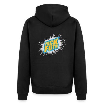 Conception du logo Puck Futin - Veste à capuche bio Premium Unisexe - noir - Dos - Nico (187cm)