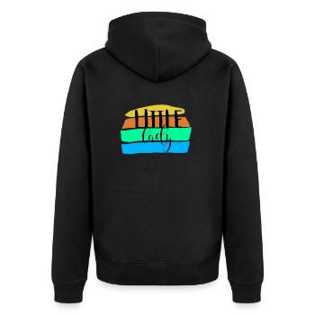 Little Lady - Unisex Premium Bio Zip Hoodie - Schwarz - Hinten - Nico (187cm)