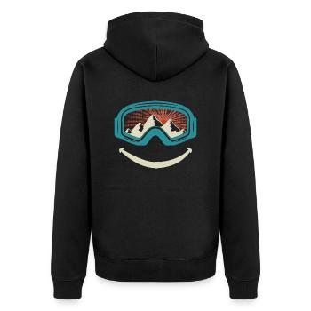 Skibrille und Berge Snowboard - Unisex Premium Bio Zip Hoodie - Schwarz - Hinten - Nico (187cm)