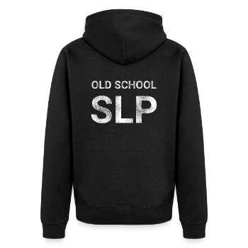 Old School SLP - Unisex Premium Organic Zip Hoodie - black - Back - Nico (187cm)