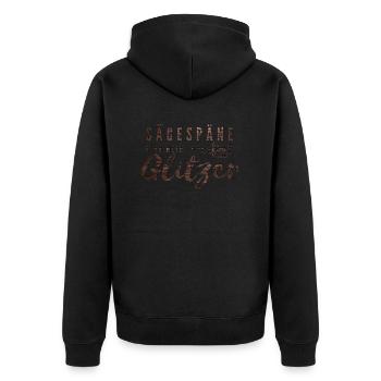 Kettensäge - Sägespäne sind mein Glitzer - Unisex Premium Bio Zip Hoodie - Schwarz - Hinten - Nico (187cm)