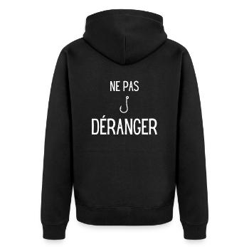 Ne pas déranger - design pêche drôle - Veste à capuche bio Premium Unisexe - noir - Dos - Nico (187cm)