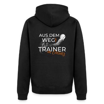 Tennistrainer lustiges Geschenk Shirt - Unisex Premium Bio Zip Hoodie - Schwarz - Hinten - Nico (187cm)