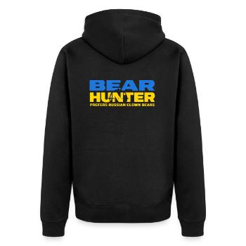UKRAINE "Bärenjagd" slava ukraini selenskyj - Unisex Premium Bio Zip Hoodie - Schwarz - Hinten - Nico (187cm)