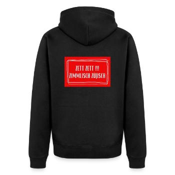 Zett Zett Zimmlisch Züjisch - Köln Kölsch Kölle - Unisex Premium Bio Zip Hoodie - Schwarz - Hinten - Nico (187cm)