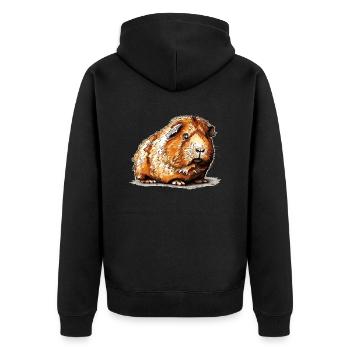 Dessin de cochon d’Inde au vieux look rétro - Veste à capuche bio Premium Unisexe - noir - Dos - Nico (187cm)