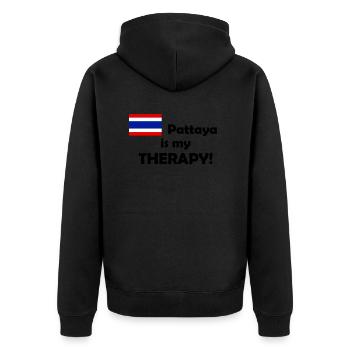 Pattaya is my Therapy - Unisex Premium Bio Zip Hoodie - Schwarz - Hinten - Nico (187cm)