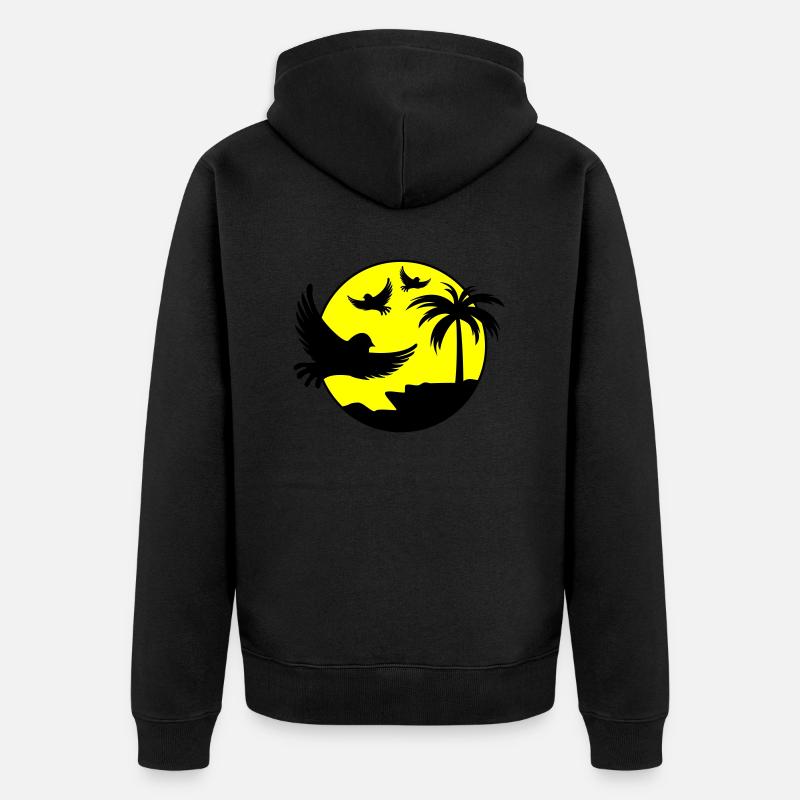 Oiseaux Palmtree Design 2 - Veste à capuche bio Premium Unisexe - noir