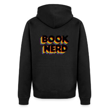 Book Nerd, Literary Gift - Unisex Premium Organic Zip Hoodie - black - Back - Nico (187cm)