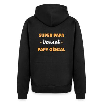 Super papa devient papy génial - Veste à capuche bio Premium Unisexe - noir - Dos - Nico (187cm)