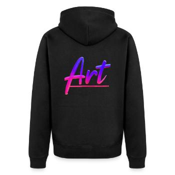 ART lettering in magenta sky - Unisex Premium Organic Zip Hoodie - black - Back - Nico (187cm)