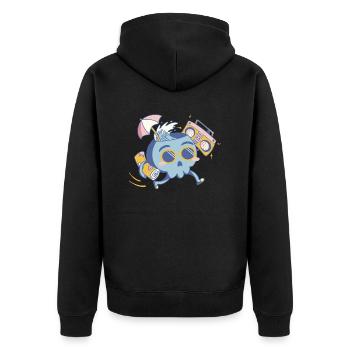 Sommer - Unisex Premium Bio Zip Hoodie - Schwarz - Hinten - Nico (187cm)