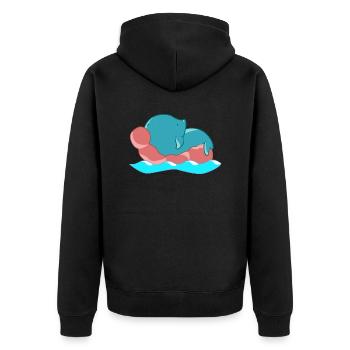 Sommer - Unisex Premium Bio Zip Hoodie - Schwarz - Hinten - Nico (187cm)