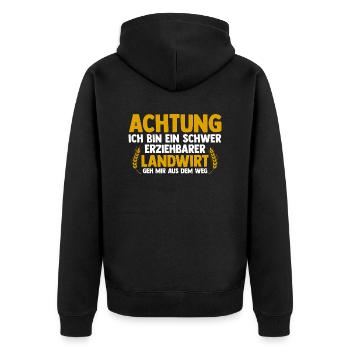Landwirtschaft Bauer Landwirt - Unisex Premium Bio Zip Hoodie - Schwarz - Hinten - Nico (187cm)