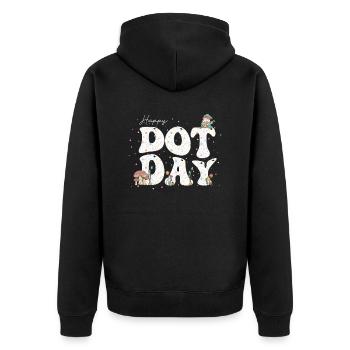 Happy Dot Day Hippie Flowers Gnome Groovy Teacher - Unisex Premium Organic Zip Hoodie - black - Back - Nico (187cm)