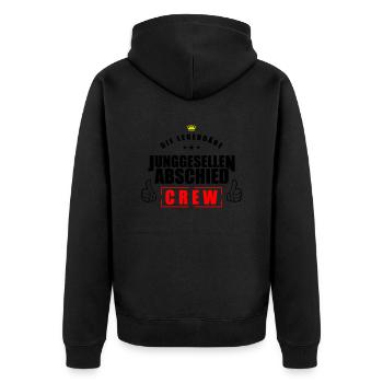 junggesellen crew 3 - Unisex Premium Bio Zip Hoodie - Schwarz - Hinten - Nico (187cm)