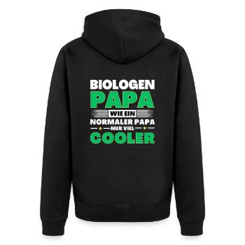 Biologen Papa wie ein normaler nur viel cooler - Unisex Premium Bio Zip Hoodie - Schwarz - Hinten - Nico (187cm)