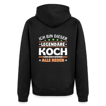 Ich bin dieser legendäre Koch - Unisex Premium Bio Zip Hoodie - Schwarz - Hinten - Nico (187cm)