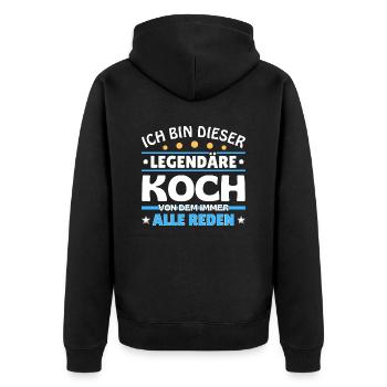 Ich bin dieser legendäre Koch - Unisex Premium Bio Zip Hoodie - Schwarz - Hinten - Nico (187cm)