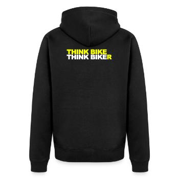 Think Bike Think Biker - Unisex Premium Organic Zip Hoodie - black - Back - Nico (187cm)
