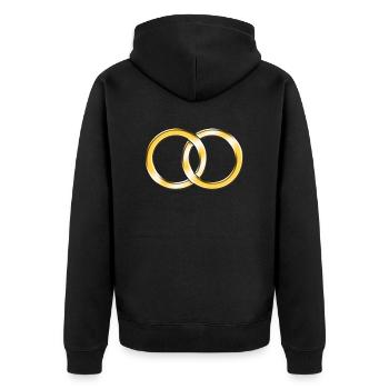 Ehe-Ringe - Unisex Premium Bio Zip Hoodie - Schwarz - Hinten - Nico (187cm)