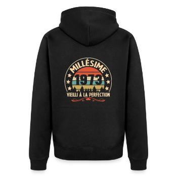 Cadeau Millésime 1973 Vieilli À La Perefection - Veste à capuche bio Premium Unisexe - noir - Dos - Nico (187cm)