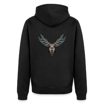 Motorrad - Unisex Premium Bio Zip Hoodie - Schwarz - Hinten - Nico (187cm)