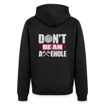 Axe Hatchet Throwing Hatchet Ax Thrower Dont Be - Unisex Premium Bio Zip Hoodie - Schwarz - Hinten - Nico (187cm)