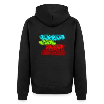 denken nicht illegal türkis - Unisex Premium Bio Zip Hoodie - Schwarz - Hinten - Nico (187cm)
