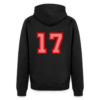 Cool Retro Retrostyle Jersey Number Back Number - Unisex Premium Organic Zip Hoodie - black - Back - Nico (187cm)