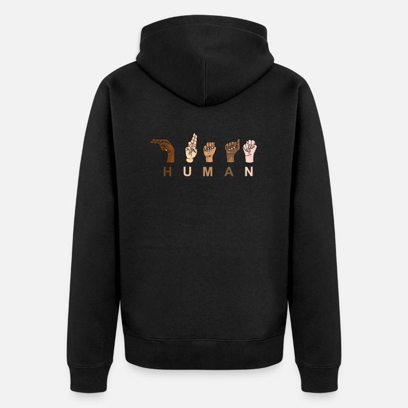 HUMAIN - RESPECT À main levée - Veste à capuche bio Premium Unisexe - noir