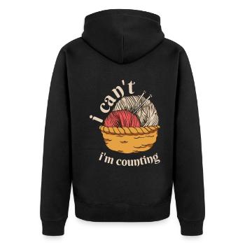 I Can't I'm Counting Knitting - Unisex Premium Bio Zip Hoodie - Schwarz - Hinten - Nico (187cm)