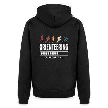 Orienteer Runner Running Orienteering - Unisex Premium Organic Zip Hoodie - black - Back - Nico (187cm)