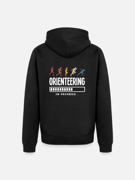 Suunnistajajuoksija juoksun suunnistus - Premium unisex luomu-huppari vetoketjulla - musta