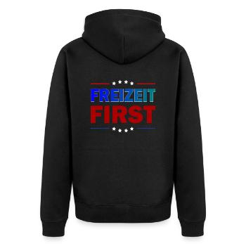 Activity First - Unisex Premium Organic Zip Hoodie - black - Back - Nico (187cm)